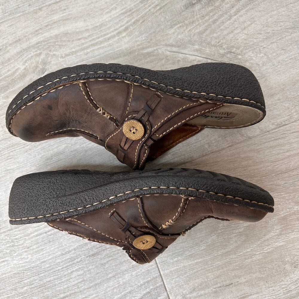 Clarks Shoes Womens SZ 7M Brown Artisan Collection Inca Amy Mules Slip On Clogs - Picture 14 of 15